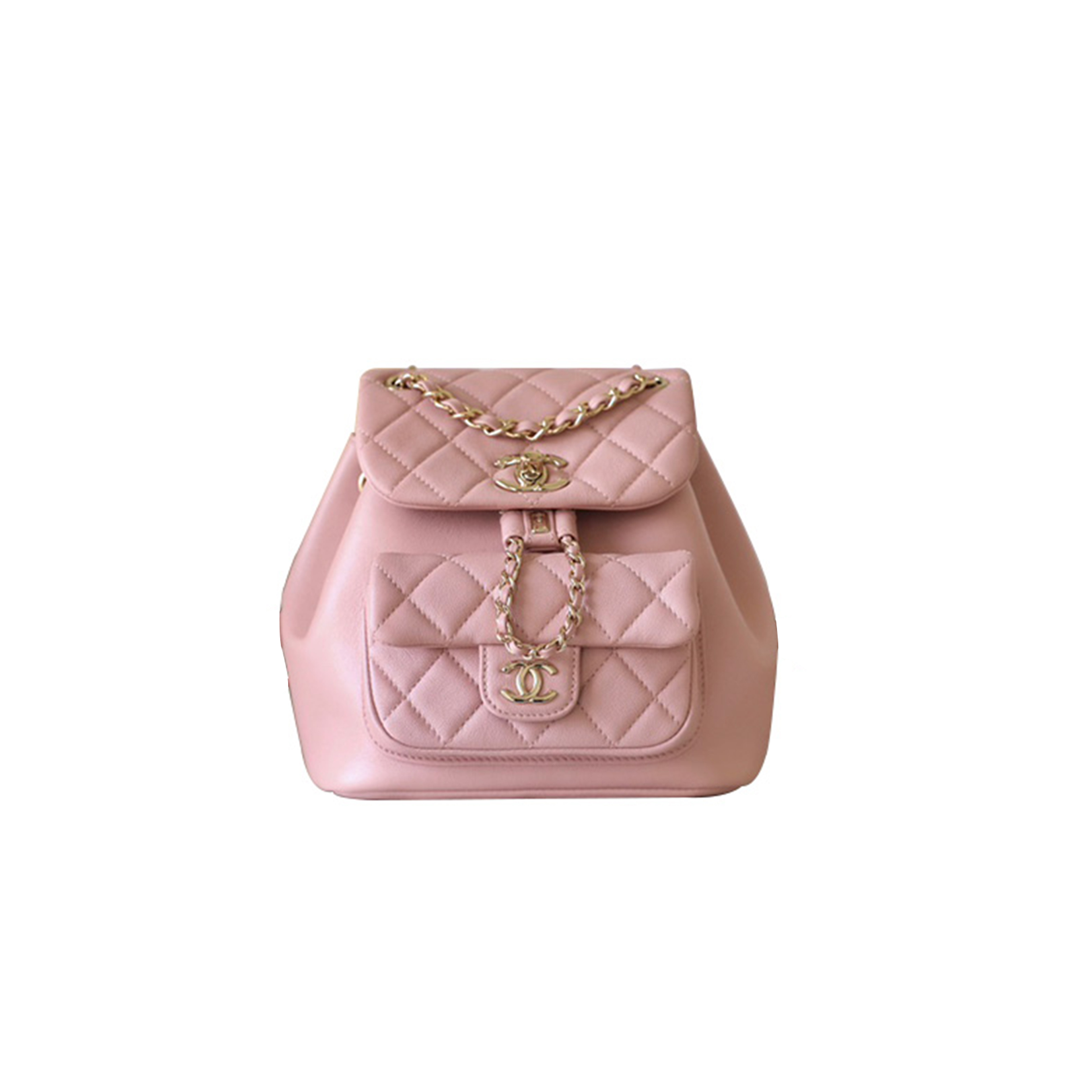 CHANEL MASTER LAMBSKIN QUILTED SMALL DUMA DRAWSTRING BACKPACK LIGHT PINK AS2908 (18.5*18*12cm)